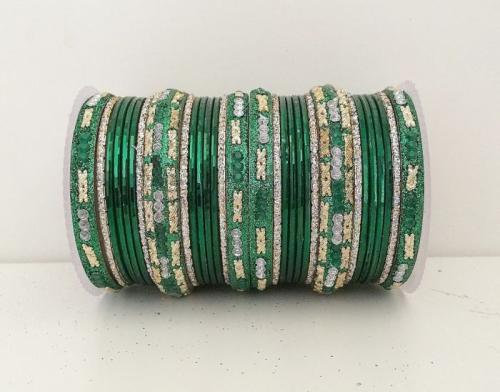 Bracelets Indous Pointillés Vert Bouteille Taille 7.5 cm