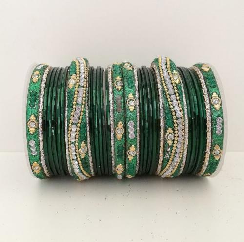 Lot Bracelets indiens Vert Bouteille