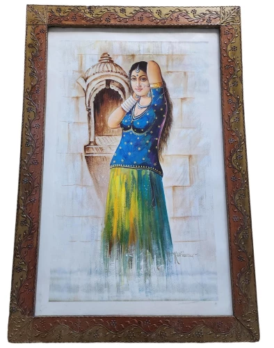 Tableau Femme indienne cadre artisanal