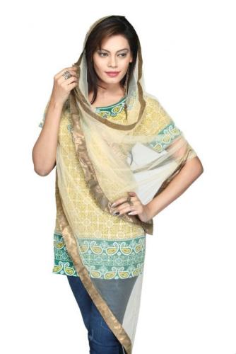 Foulards indiens transparents à bordures dorées (5 coloris)