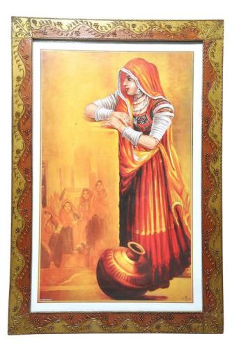 Tableau Femme indienne en Sari avec vase