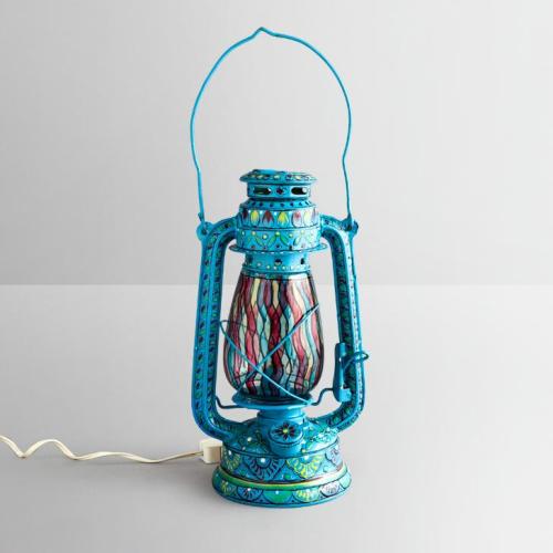 Lanterne indienne électrique Bleu
